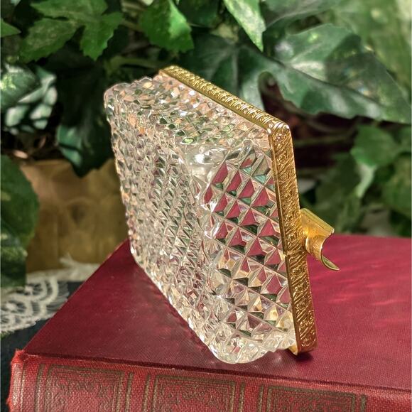 Vintage Hollywood Regency French Empire Diamond Cut Crystal Ashtray Trinket Dish - Picture 5 of 8